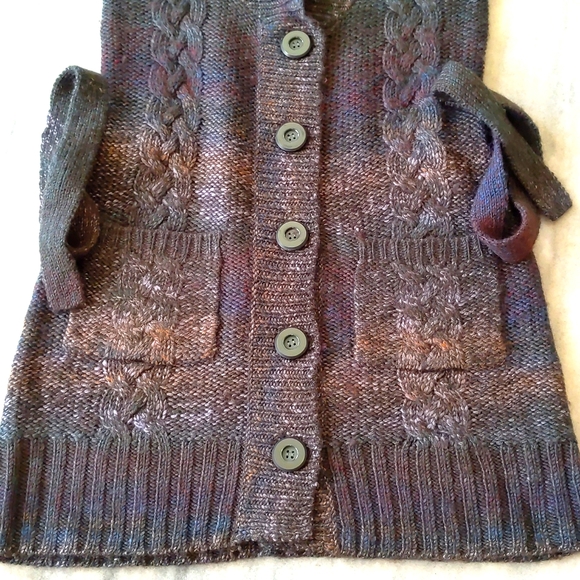 NWT. Vertigo Paris Wool blended short sleeve multi colored long cardigan sweater - Picture 2 of 4